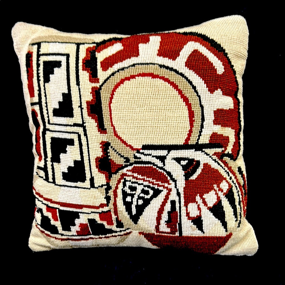 Vintage handmade”  Native American “ needlepoint  12 x 12  accent  pillow